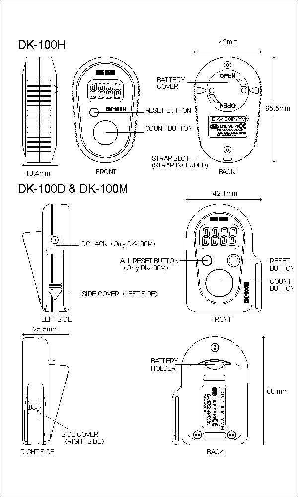 DK-100D & DK-100M Electronic Tally Counters